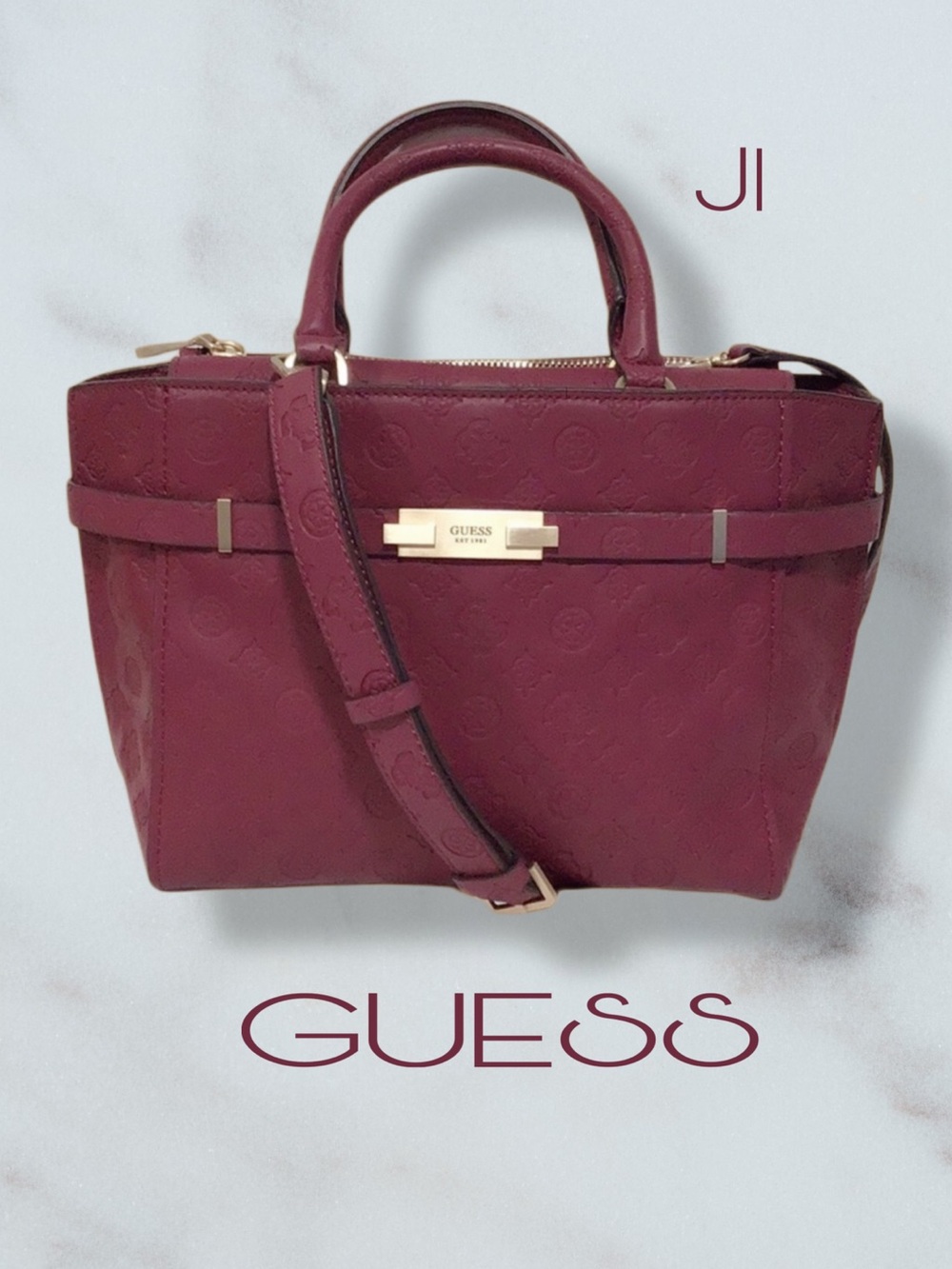 GUESS Bea Society Embossed Logo Handbag Shoulder Bag